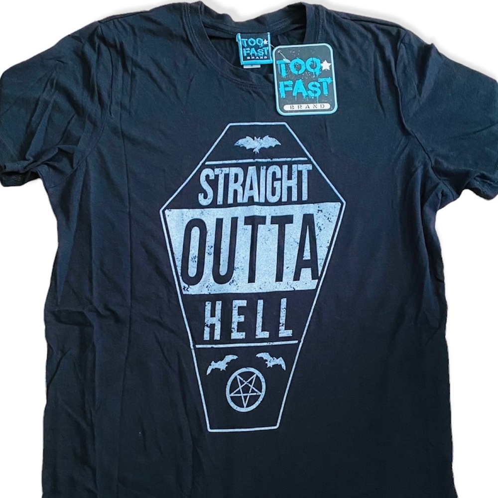 Mens Too Fast Straight Outta Hell T shirt